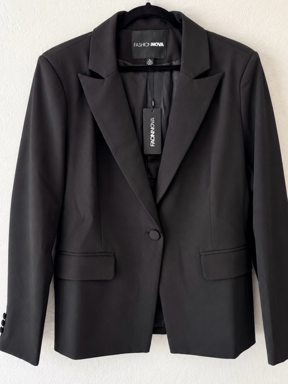 Fashion Nova Black Single-Button Tailored Blazer Jacket